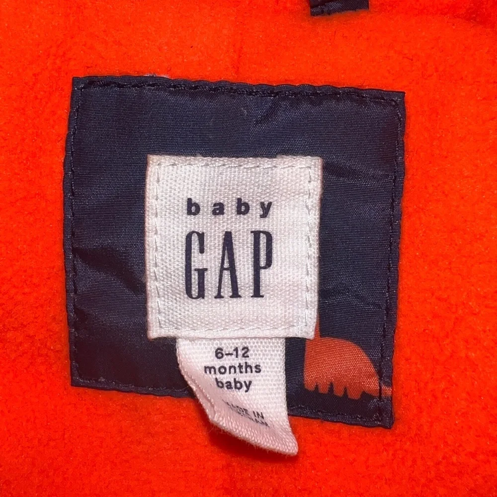 GAP Baby Winter Puffer Onesie Bodysuit | Size 6 - 12 Months | Blue | Orange |